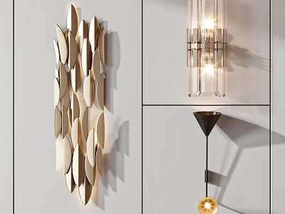 Modern Wall Lamps with Leaf Shaped Cylindrical Glass and Conical Design Decor 3d model
