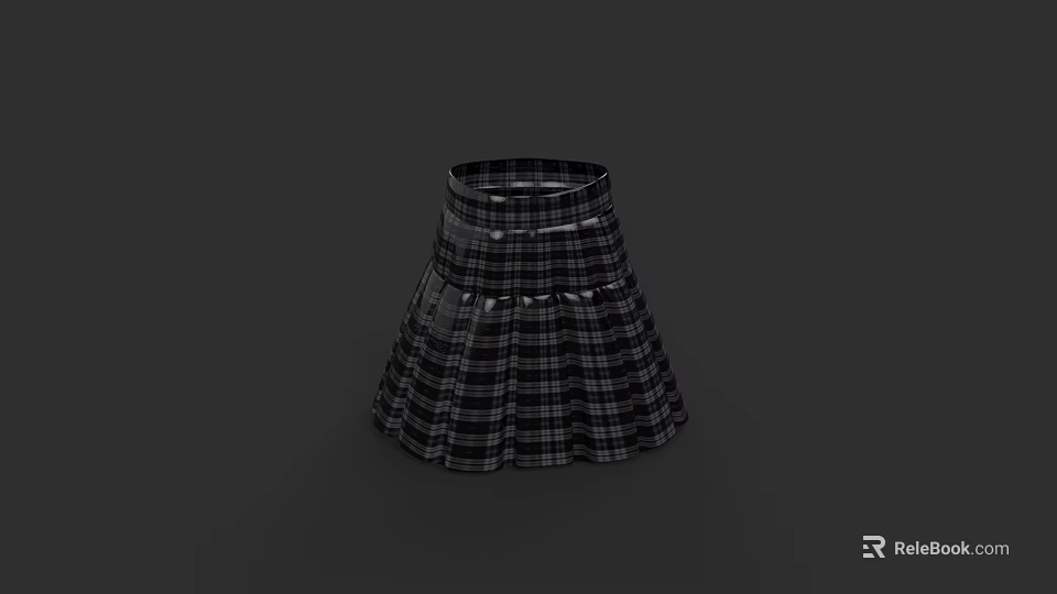 Stylish Plaid Pleated Skirt with Classic Checkered Pattern and Flared Design 3d model 