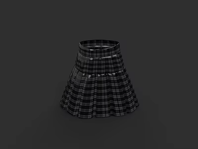 Stylish Plaid Pleated Skirt with Classic Checkered Pattern and Flared Design 3d model
