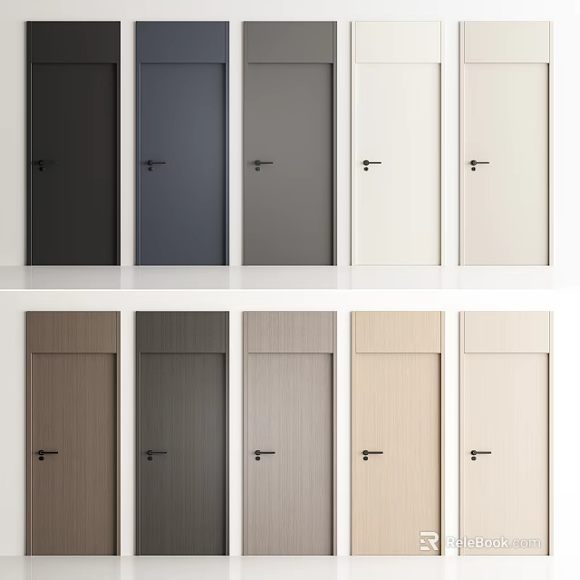 Modern Hinged Doors In Multiple Colors And Styles For Home Interior Design 3d model 