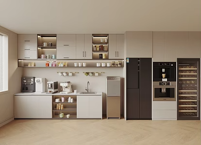 Modern Tea Room Coffee Machine Water Dispenser Embedded Water Dispenser Cup Refrigerator Cabinet 3d model