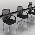 Modern Office Chairs With Mesh Backrest Armrests Chrome Frame And Swivel Fixed Bases