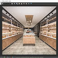 Bright Dessert Shop Interior With Glass Display Cases And Wooden Shelves For Fresh Pastries