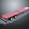Red Flatbed Trailer Transport Vehicle With Heavy Duty Platform And Wheels
