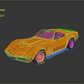 Orange Vintage Sports Car With Shiny Body Chrome Accents And Reflective Surface