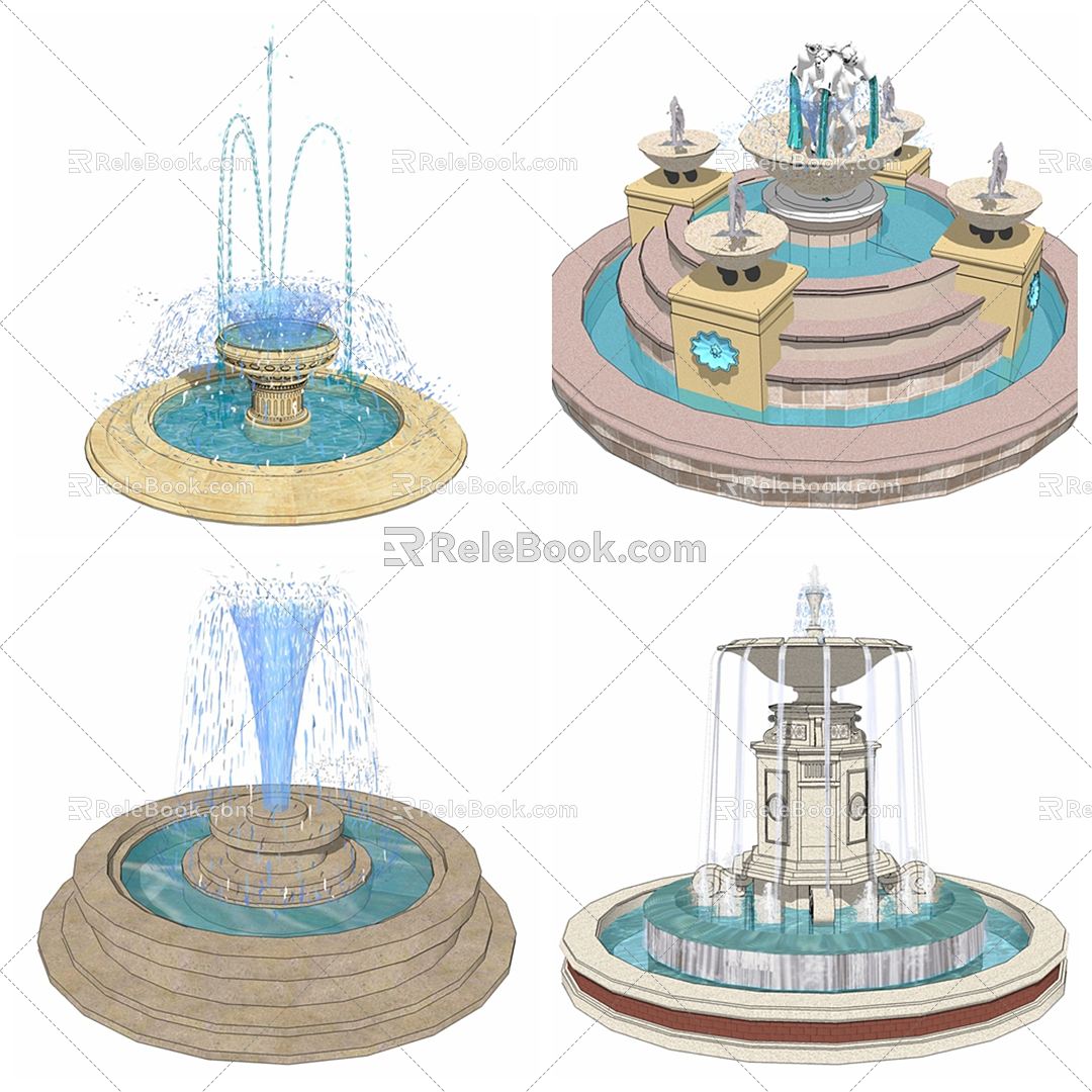 European-style Fountain Fountain Waterscape Candle Table Lamp Playground model