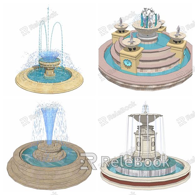 European-style Fountain Fountain Waterscape Candle Table Lamp Playground model