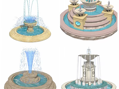 Decorative Multi Tiered Fountain Design With Stone Structure And Outdoor Water Features 3d model