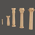 Stone Columns In Various Styles And Different Sizes Displayed On Gray Background 3d model