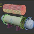 Industrial Heat Exchanger Equipment with Cylindrical Shell Tubular Bundle and Support Legs