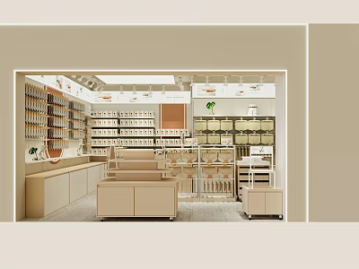 Modern Shopping Mall Store Interior With Bright Lighting Shelves And Product Displays 3d model
