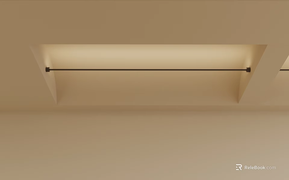 Modern Ceiling Lighting Design With Recessed Metal Bar And Minimalist Interior Style 3d model 