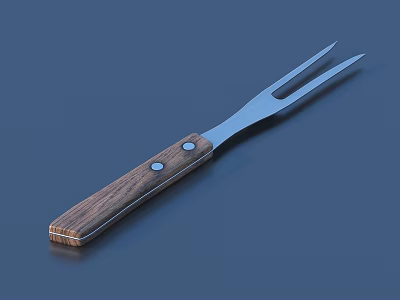 Cutlery Set With Wooden Handle Metal Tines And Double Rivet Design For Kitchen Dining 3d model