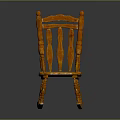 Traditional Wooden Rocking Chair In Orange With Curved Armrests And Slatted Backrest