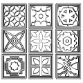 Ornamental Carved Window Panels with Various Intricate Floral and Geometric Patterns