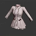 Elegant White Women's Blouse With Stand Collar Black Trim Bow Details And Long Sleeves