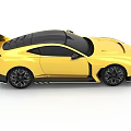 Yellow Sports Car With Black Roof Rear Spoiler And Sleek Modern Design