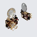 Vintage Digital Gadgets With Golden Accents Lens And Retro Design Details Displayed