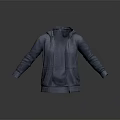 Gray Casual Hoodie With Front Zipper And Kangaroo Pockets Design