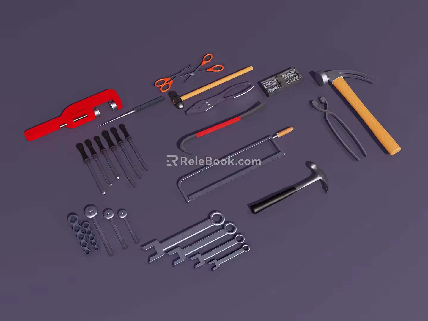 Tool combination saw wrench hammer 3d model