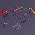 Tool combination saw wrench hammer 3d model