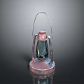Vintage Copper Lantern With Metal Handle And Glass Shade On Round Base