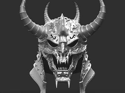 Dark Dragon King Helmet Horn Helmet Medieval Knight Mask Horn Mask Warrior Headdress 3d model