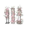 Beautiful Floral Vase Arrangement With Pink White Roses Green Leaves And Metal Stand