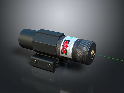 Black Tactical Weapon Laser Sight with Green Laser Beam Mount and TARGET Label 3d model