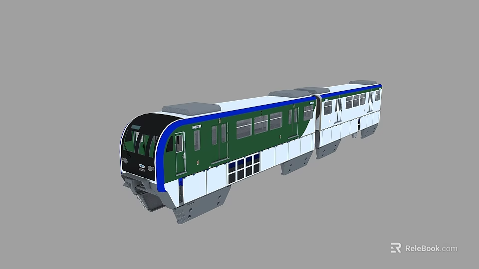 Modern Green And White Bus With Blue Accent Streamlined Front And Multiple Passenger Windows 3d model 