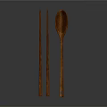 Natural Wooden Tableware Set with Chopsticks and Spoon for Modern Minimalist Dining