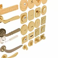 Various Styles of Metal Door Handles with Vintage and Modern Designs Including Keyholes