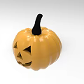 Orange Carved Pumpkin With Halloween Face Design And Black Stem Detail