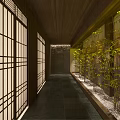 Traditional Japanese Restaurant Interior With Wooden Structure Hanging Lanterns Circular Decor Benches And Bar Stools