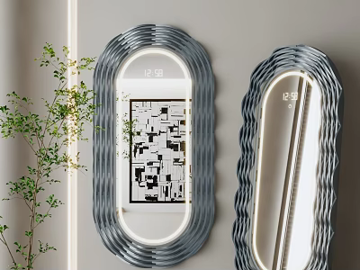Modern Decorative Mirrors With Wavy Frames And Illuminated Edges For Interior Decor 3d model