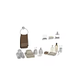 Essential Bathroom Cleaning Supplies Including Towels Soap Dispensers And Storage Holders