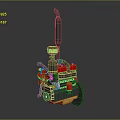 Small Construction Road Roller With Black Body Red Components And Yellow Base