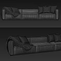 Modern Black And Gray Sofa With Pillows And Throw Blanket 3d model