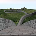 Scenic Great Wall Landscape With Winding Stone Paths Green Hills And Sunset View