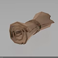 Rolled Up Brown Leather Scroll With Decorative Red Strap And Textured Surface Details 3d model