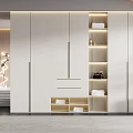 Modern White Wardrobe Interior Design With Open Storage Shelves And Drawers