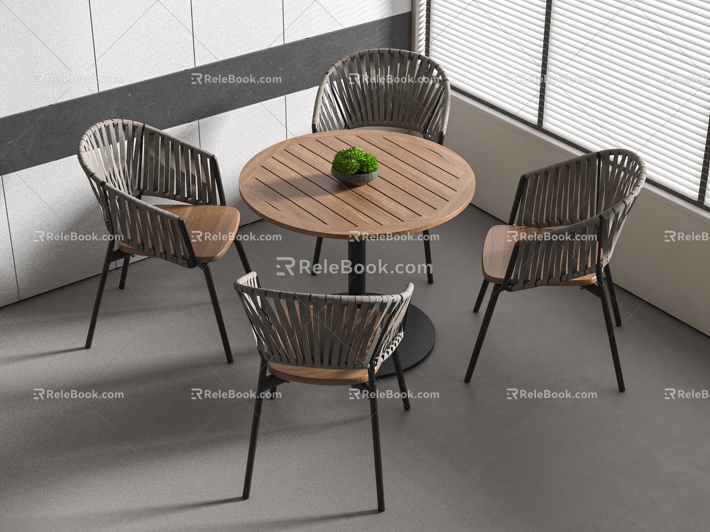 Outdoor round table and chair combination 3d model