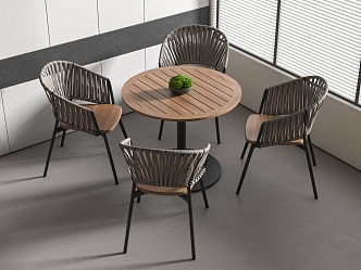 Outdoor round table and chair combination 3d model