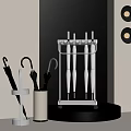 Modern Metal Umbrella Stand With White Black And Brown Umbrellas For Home Entryway