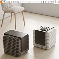 Modern Square Ottomans with Black and White Grid Patterns for Living Room Decor 3d model