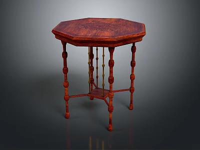 Elegant Octagonal Mahogany Table With Carved Legs And Classic Design 3d model
