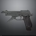 Modern Metallic Pistol Featuring Silver Barrel Dark Grip And Detailed Design