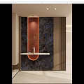 Entryway Hallway Featuring Dark Marble Wall Orange Accent And White Console Table With Green Plant