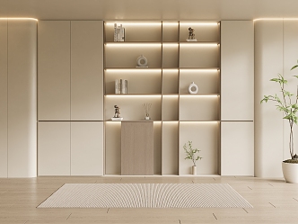 modern bookcase cream wardrobe 3d model