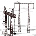 Industrial Electrical Power Transmission Equipment with Steel Lattice Towers and High Voltage Lines